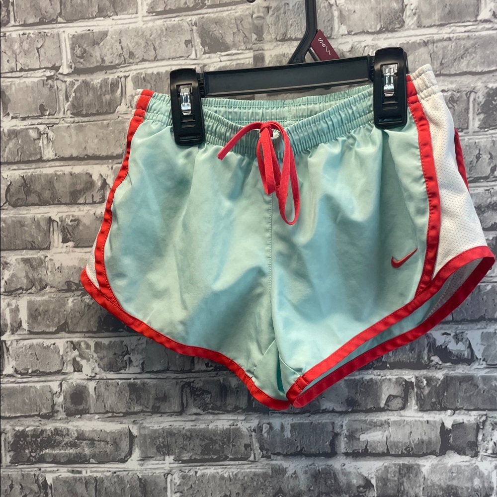 Nike Mint Green Athletic Shorts with Coral Trim